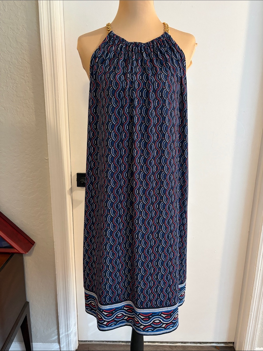 Michael - Michael Kors sleeveless halter dress gold chain detail size XL